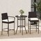 Outdoor Rattan Bar Height Table and Chair Set with 2 Cushions